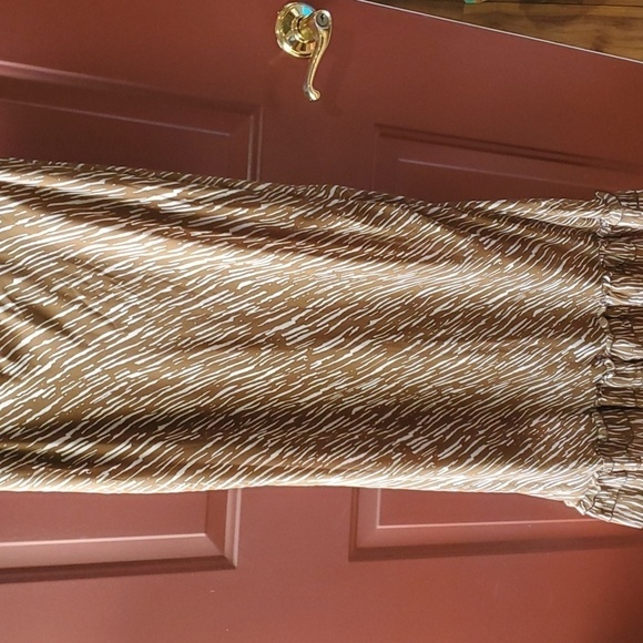 Jonathon Martin brown & white print ruffle bottom lined skirt size large - Picture 5 of 6